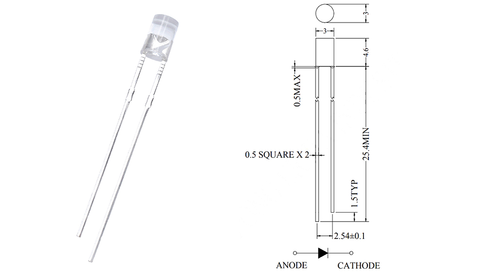 3mm flat head led
