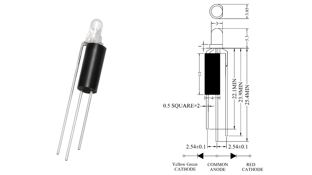 3mm Bi-color Assembly LED X1