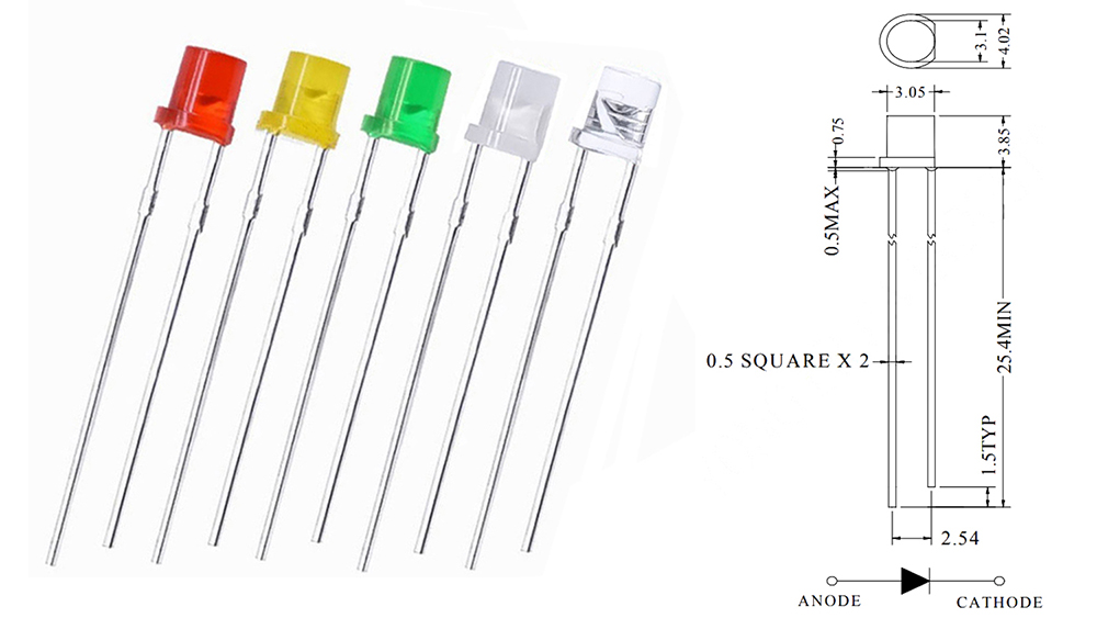 3mm flat head led