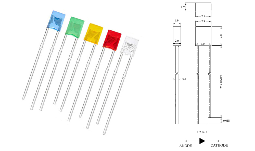 Square 2x3x4mm LED Diode
