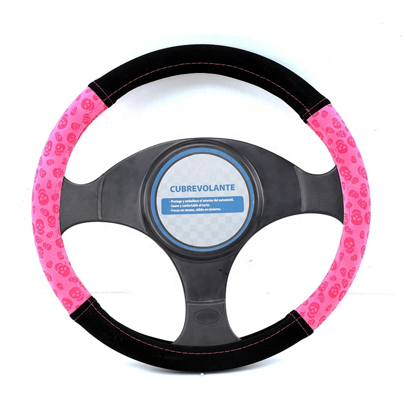 New Design Fashion Pink Universal Car Accessories Interior Decorative PVC Suede Steering Wheel Cover
