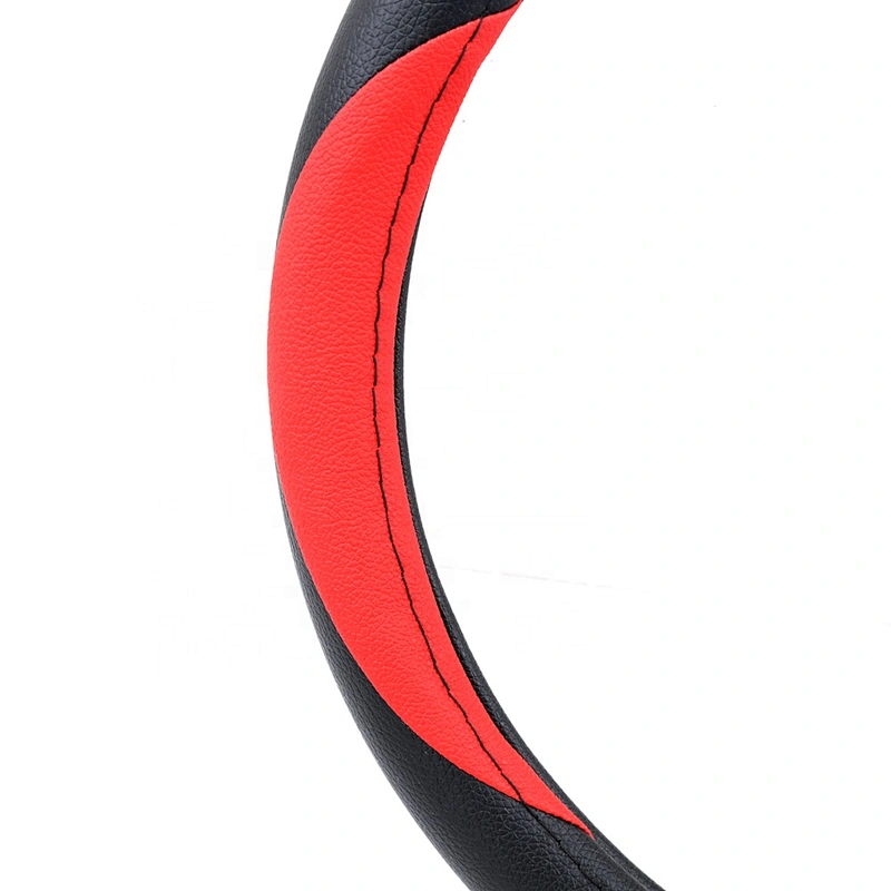 High Quality New Design Universal Car Accessories Interior Decorative PVC  Steering Wheel Cover Black Red