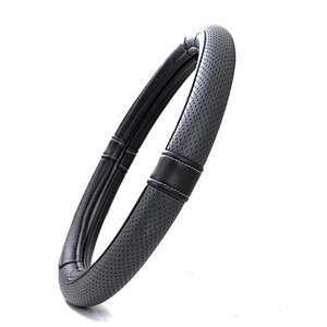 High Quality New design fashion universal  Car Accessories  PVC  PU Leather Steering Wheel Cover Black Pinholed Surface