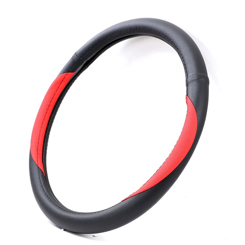 High Quality New Design Universal Car Accessories Interior Decorative PVC  Steering Wheel Cover Black Red
