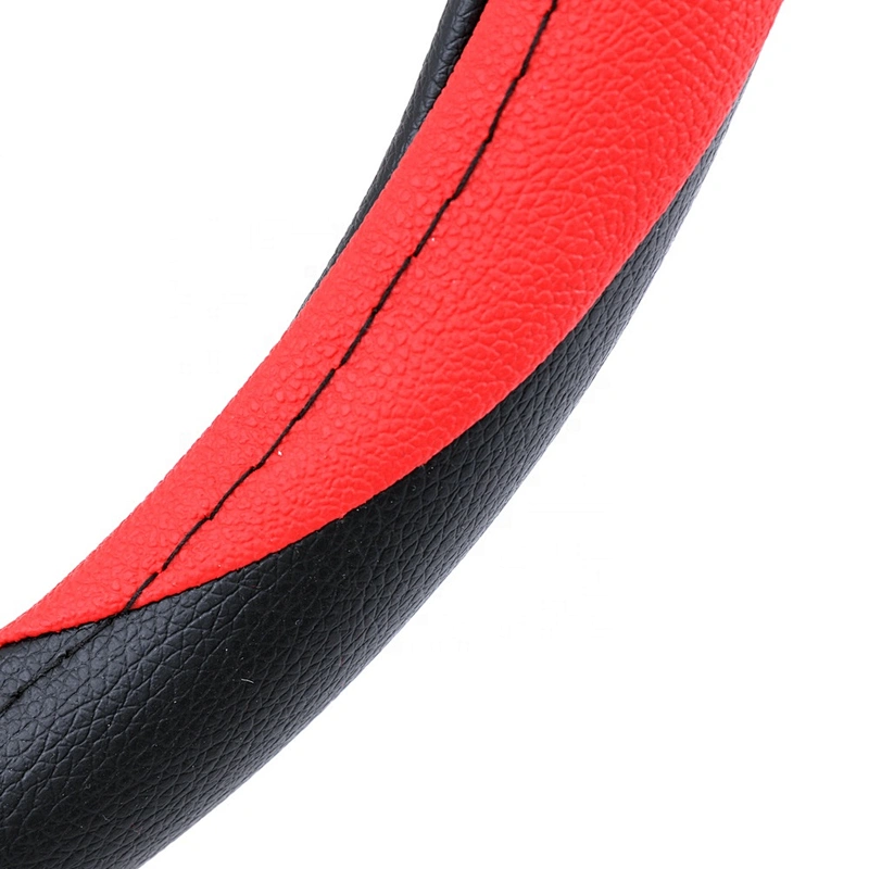 High Quality New Design Universal Car Accessories Interior Decorative PVC  Steering Wheel Cover Black Red
