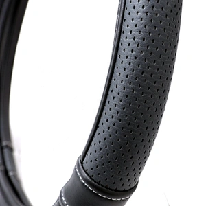 High Quality New design fashion universal  Car Accessories  PVC  PU Leather Steering Wheel Cover Black Pinholed Surface
