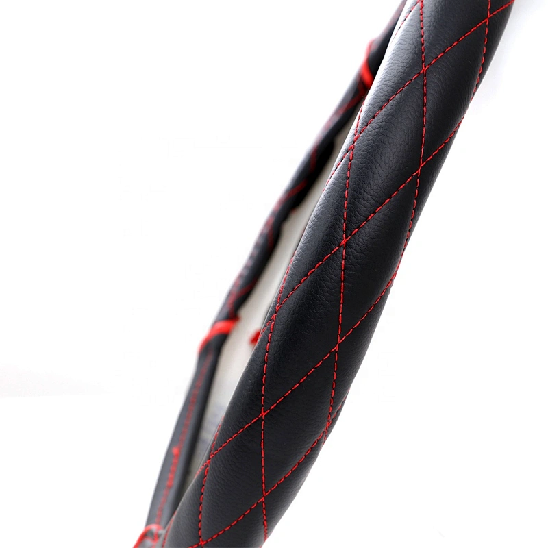 Quilting Seam High Quality New design fashion universal  Car Accessories PVC PU Leather Steering Wheel Cover