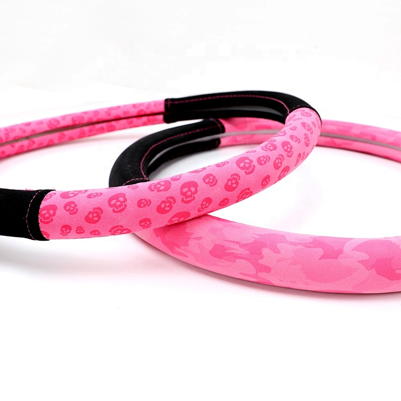 New Design Fashion Pink Universal Car Accessories Interior Decorative PVC Suede Steering Wheel Cover