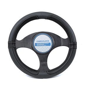High Quality New design fashion universal  Car Accessories  PVC  PU Leather Steering Wheel Cover Black Pinholed Surface