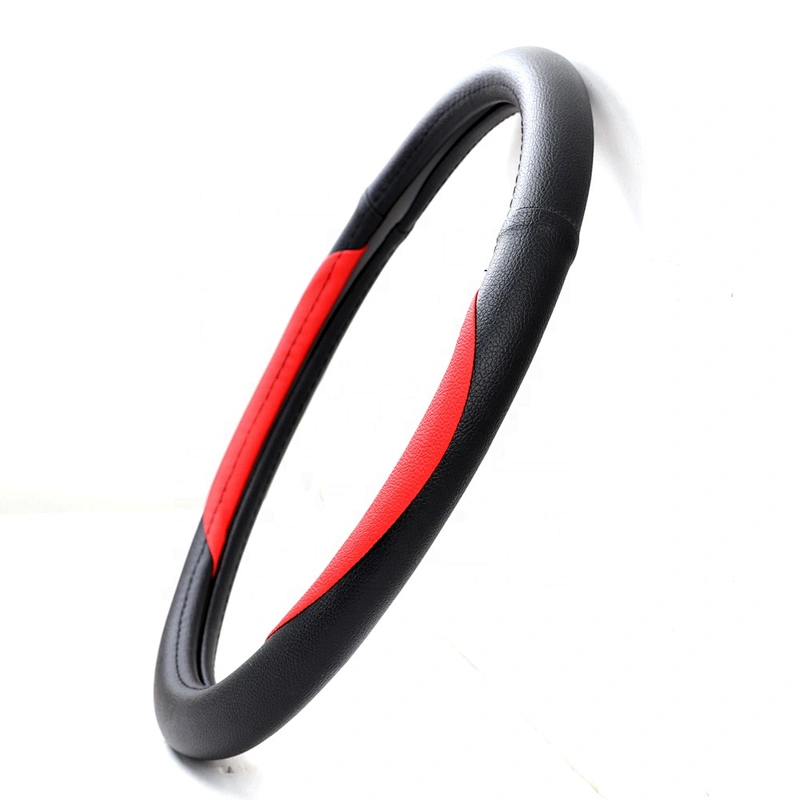 High Quality New Design Universal Car Accessories Interior Decorative PVC  Steering Wheel Cover Black Red
