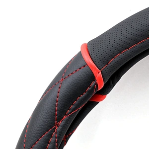 Quilting Seam High Quality New design fashion universal  Car Accessories PVC PU Leather Steering Wheel Cover
