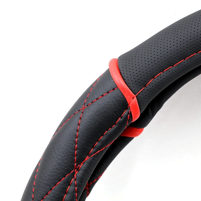 Quilting Seam High Quality New design fashion universal  Car Accessories PVC PU Leather Steering Wheel Cover