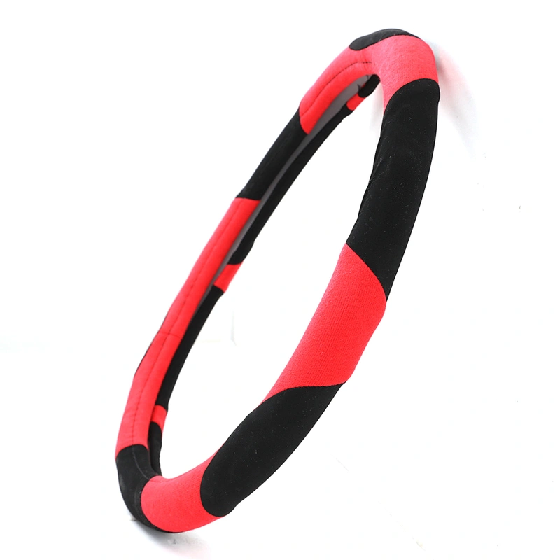 High Quality Anti Slip New Design Universal Car Accessories Interior Decorative PVC Suede  Steering Wheel Cover Black Red