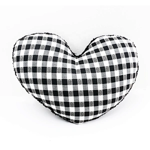wholesale decorative heart shaped plaid patterns canvas throw pillow