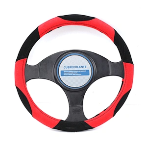 High Quality Anti Slip New Design Universal Car Accessories Interior Decorative PVC Suede  Steering Wheel Cover Black Red