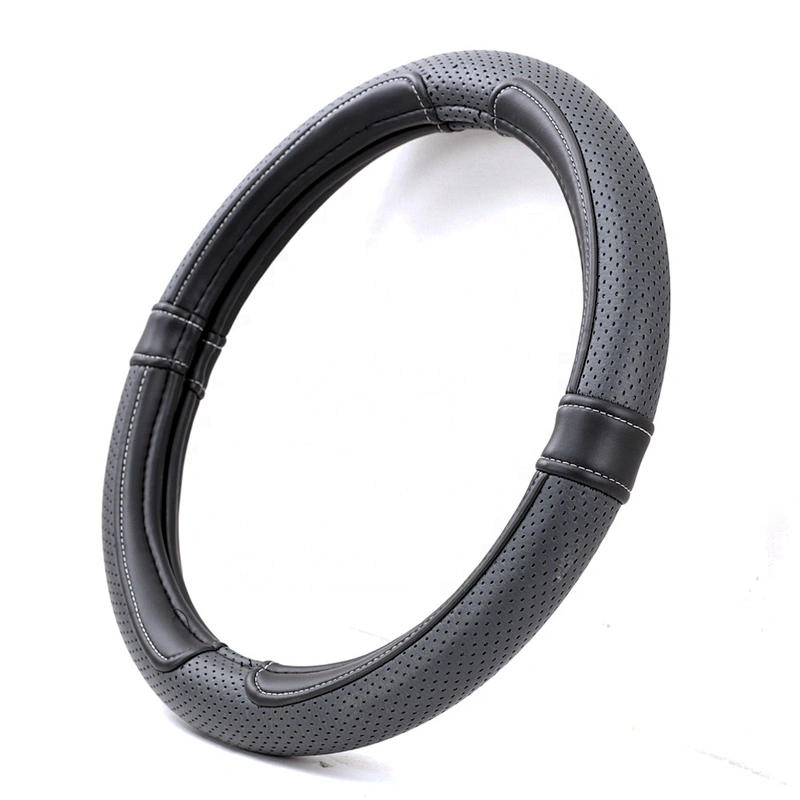 High Quality New design fashion universal  Car Accessories  PVC  PU Leather Steering Wheel Cover Black Pinholed Surface