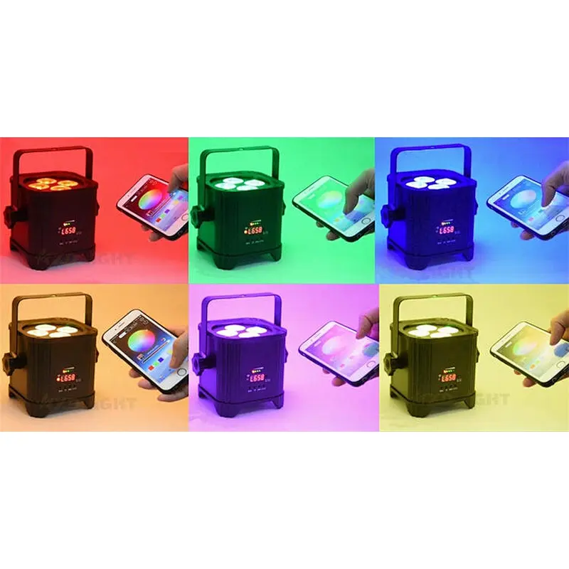 2021 NEW 4X18W RGBWAUV 6IN1 Battery Powered Wireless Remote/WIFI Control Smart LED Par Uplight Stage Lighting