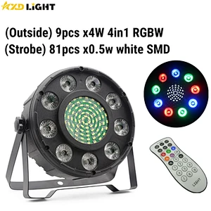 Remote Control 9X4W RGBW 4IN1 Flat LED Par Light with SMD