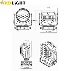 19X40W RGBW LED Beam Zoom Wash Moving Head Light