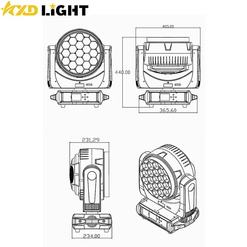 19X40W RGBW LED Beam Zoom Wash Moving Head Light
