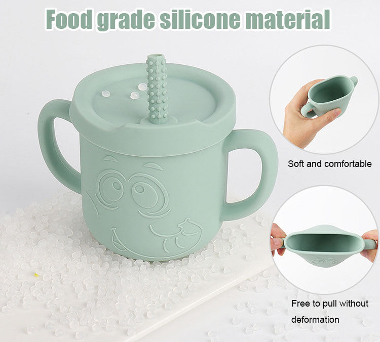 silicone baby cup with straw