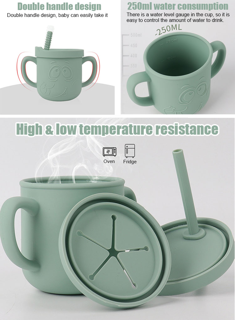 silicone baby cup with straw