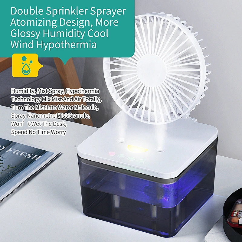 Folding spray cooling fan USB charging ultraviolet disinfection 4L 6L LED lamp air humidifier