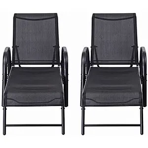 Armrest Pool Chaise Lounge Chair Patio Furniture with 5 Position Adjustable poolside Back 250lbs Capacity