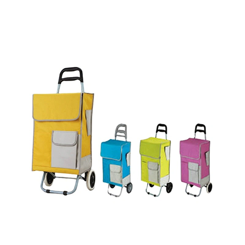 Cheap price folding shopping cart hand trolley supermarket shopping trolley bag with wheels