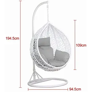 Supergroup Outdoor Double Seat Garden Furniture Rattan Patio Swings Hanging Egg Chair with Stand