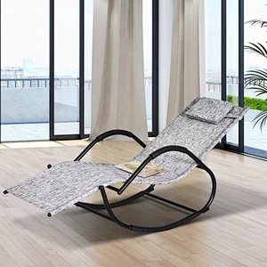Steel Frame Zero Gravity Rocking Lounge Chair w/ Pillow Black