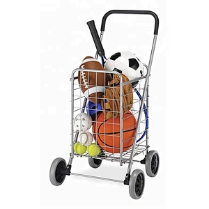 Aluminum folding hand travel luggage trolley cart with wheels, Folding Collapsible Storage Trolley Cart Shopping Crate