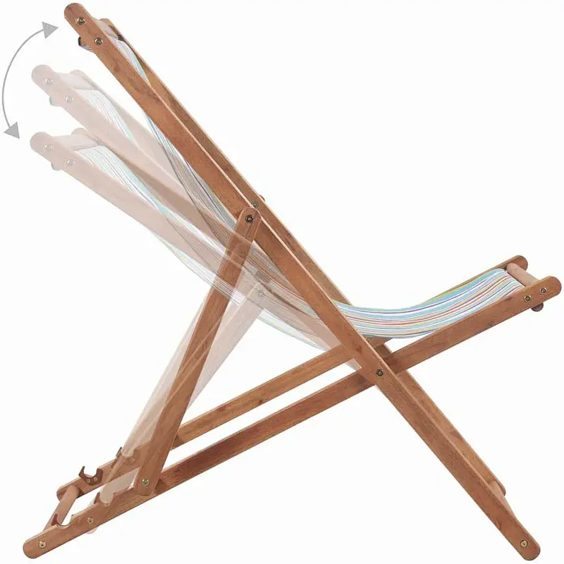 Outdoor Patio Lounge Folding Beach Fabric Balcony Recliner and Wooden Frame Chair