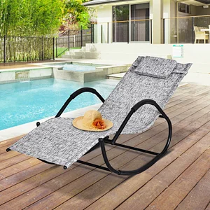 Steel Frame Zero Gravity Rocking Lounge Chair w/ Pillow Black