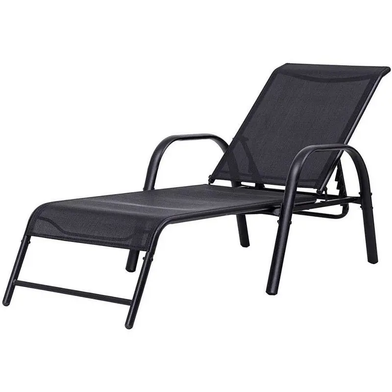 Armrest Pool Chaise Lounge Chair Patio Furniture with 5 Position Adjustable poolside Back 250lbs Capacity