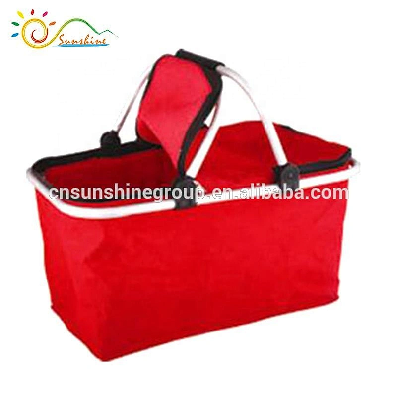 Portable foldable aluminium fabric storage wholesale picnic basket wholesale shopping basket