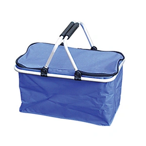 Wholesale supermarket travel fabric foldable picnic cooler shopping picnic basket