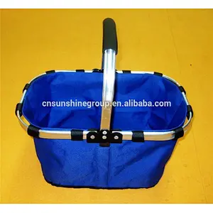 Wicker folding handle cooler shopping baskets