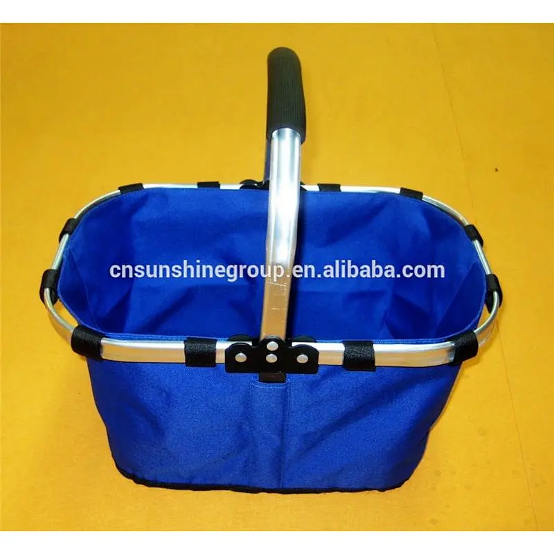 Wicker folding handle cooler shopping baskets