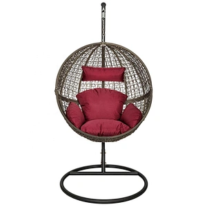 Rattan Hanging Swing Chair with cushion Wicker Beach Garden Hanging Hammock Seat