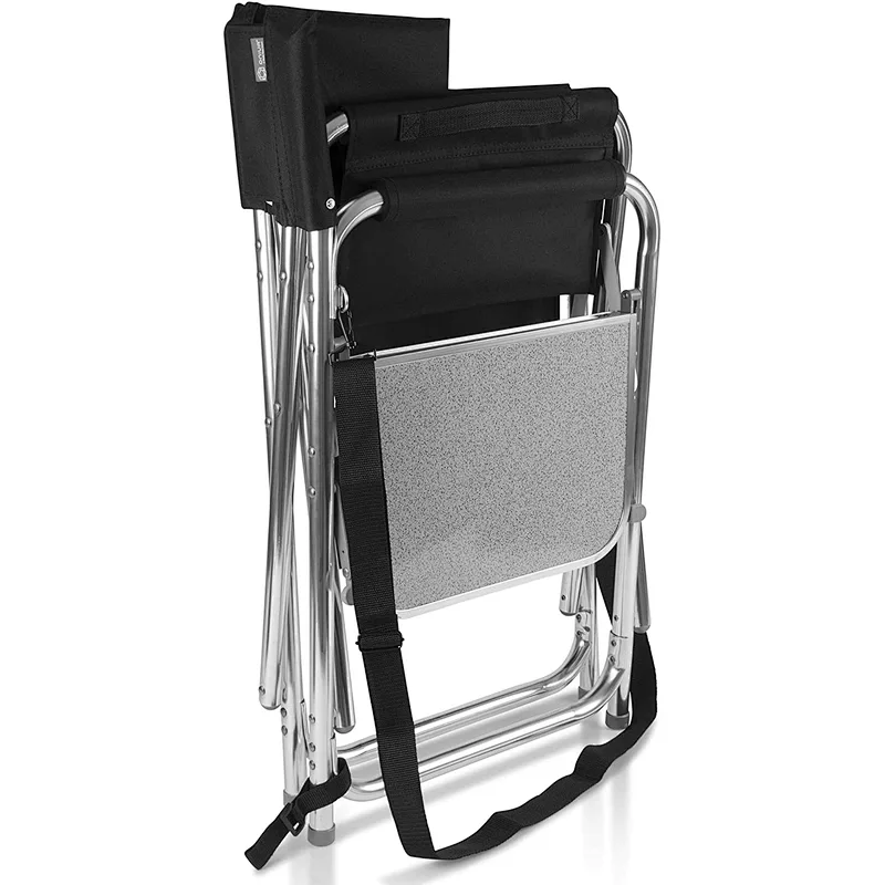 Portable Heavy Duty Aluminum Folding Director Chair with Armrest Side Table and Cup Holder