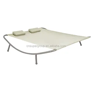 2-Persons Double Lounge bed with Canopy Sunbed with 2 Pillows Outdoor Garden Backyard Patio