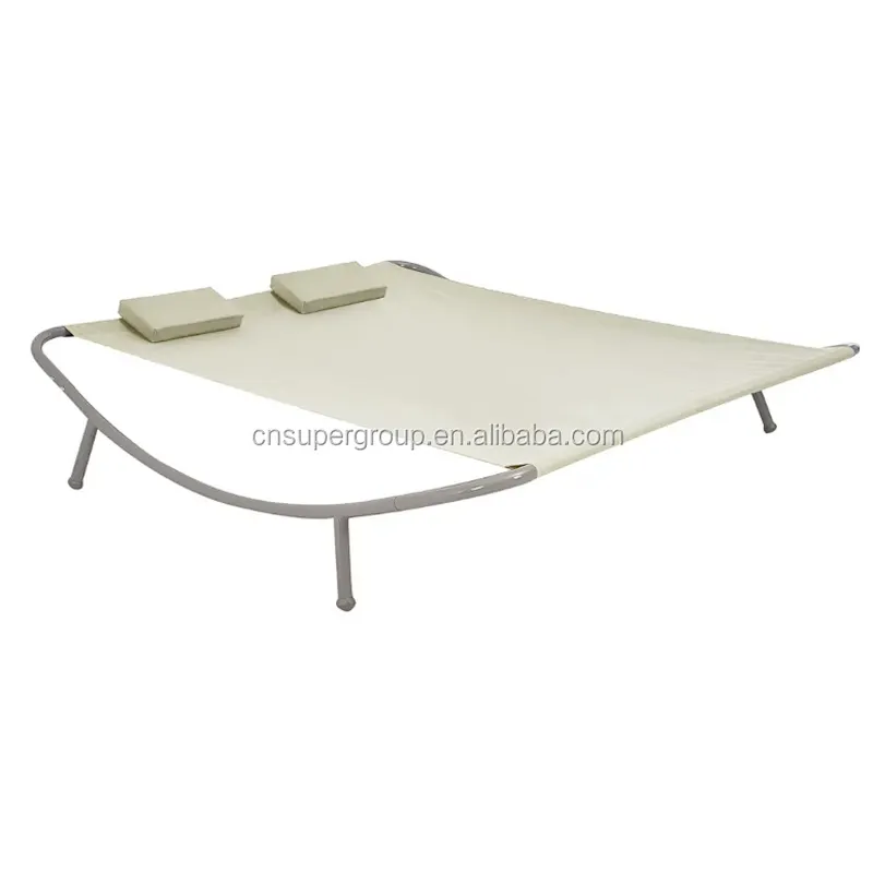 2-Persons Double Lounge bed with Canopy Sunbed with 2 Pillows Outdoor Garden Backyard Patio