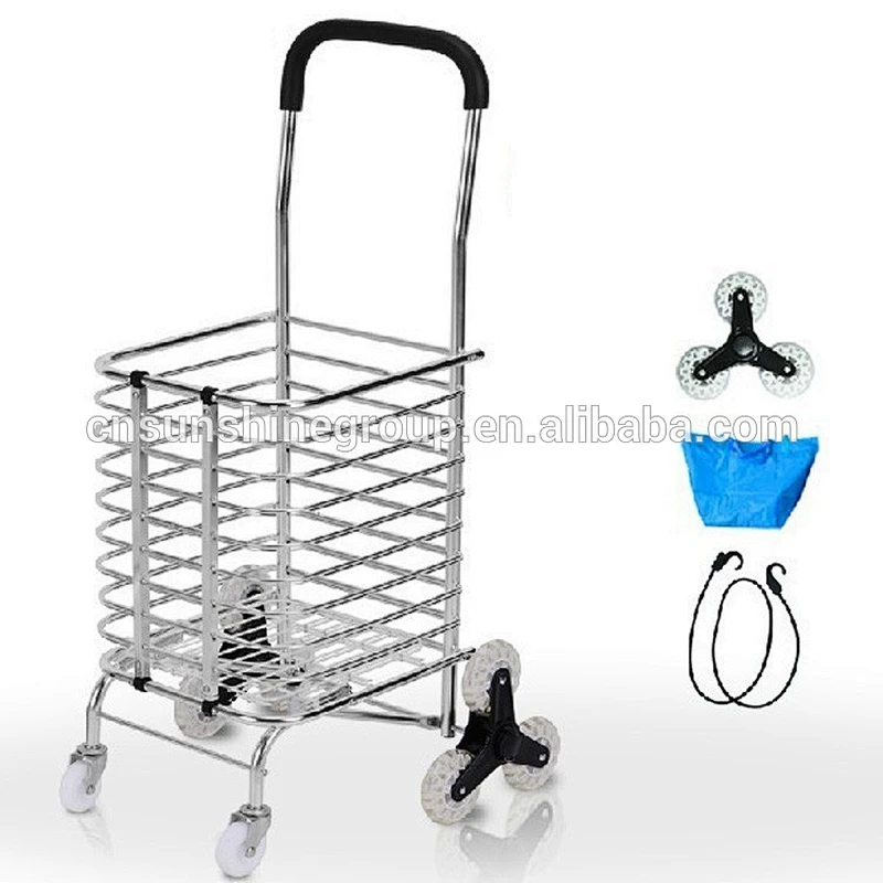 Aluminum warehouse trolley,Folding supermarket shopping basket with wheels