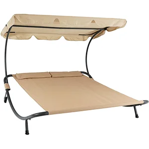 Factory direct selling outdoor furniture garden double sunbed tanning swimming pool sun lounger bed with canopy