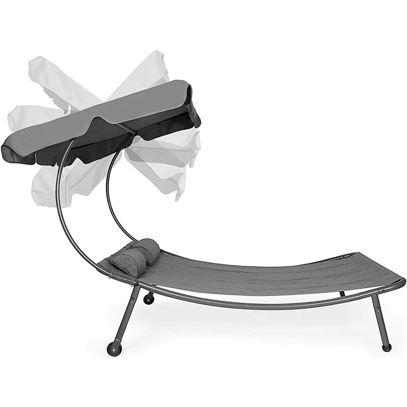 Factory direct selling outdoor furniture garden double sunbed tanning swimming pool sun lounger bed with canopy