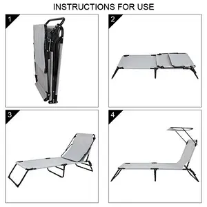 White Foldable Pvc coating beach lounger with Sun shade
