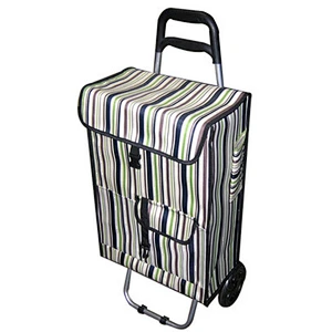 Wholesale wheeled folding foldable market vegetable shopping trolley bag with 2 wheels