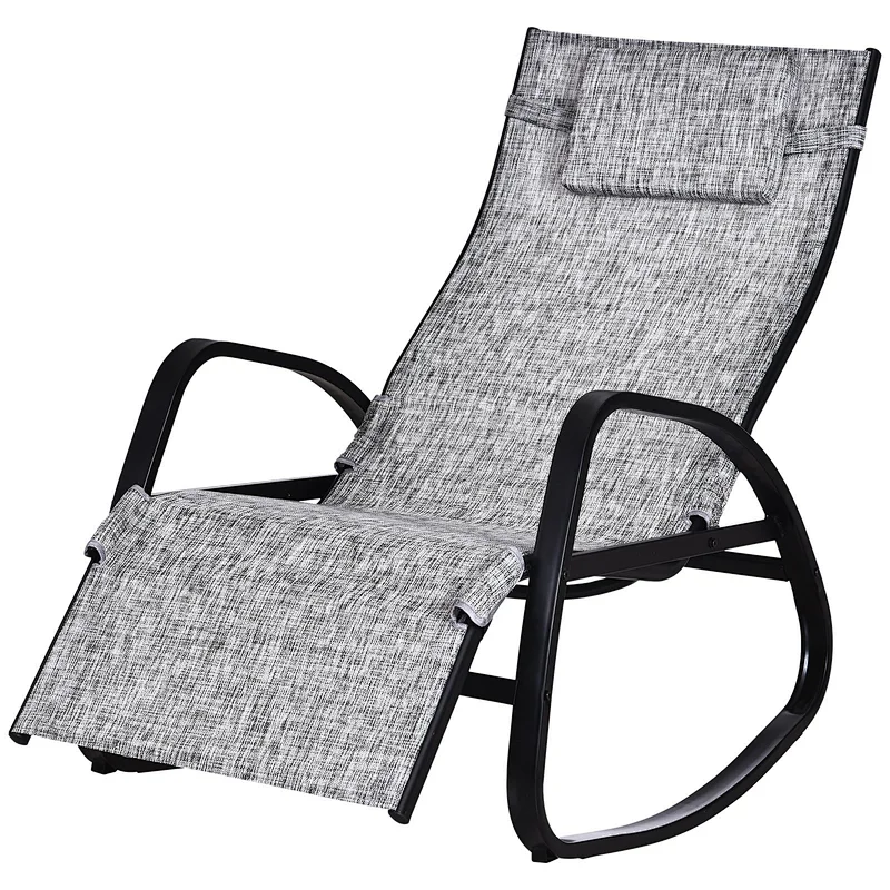 Supergroup Steel Frame Zero Gravity Rocking Lounge Chair w/ Pillow Black