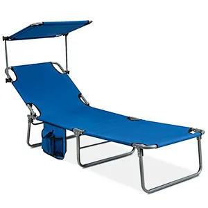Outdoor Iron bed with pillow Lightweight beach Folding Camp Cot